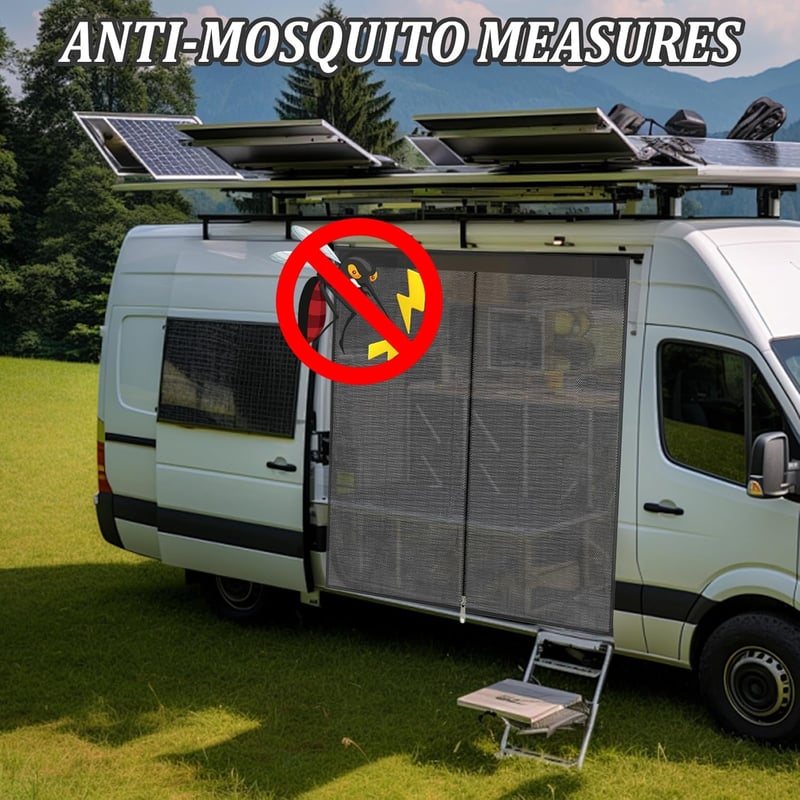 Kamanan Mágneses Szúnyogháló Autó Tolóajtóra - Kempingező Rovarháló Ford Transit Oldalajtóhoz 135x110cm
