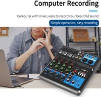 Kamanan Professzionális DJ Keverőpult 5 Csatornával - Hordozható Digitális Hangkeverő Bluetooth és USB MP3 Funkcióval, 48V Phantom Power, Él 7