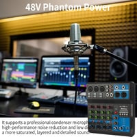 Kamanan Professzionális DJ Keverőpult 5 Csatornával - Hordozható Digitális Hangkeverő Bluetooth és USB MP3 Funkcióval, 48V Phantom Power, Él 6