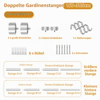 Galerie perdea dublă KAMANINA argintie, lungime reglabilă 167-304 cm, diametru 25 mm 8