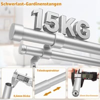 Galerie perdea dublă KAMANINA argintie, lungime reglabilă 167-304 cm, diametru 25 mm 3