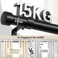 KAMANINA Fekete Függönyrúd 80-148 cm Állítható 25 mm Átmérő Ablakhoz - 80-148CM, Black 4