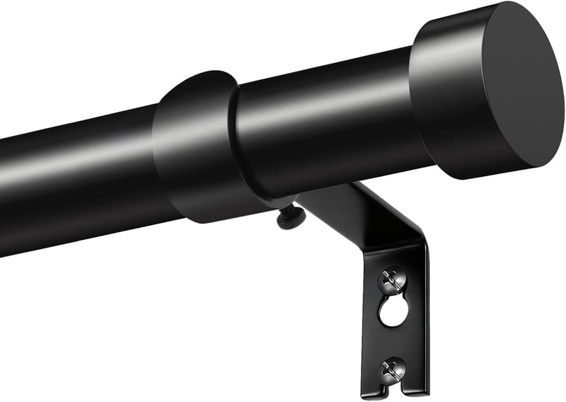 KAMANINA Fekete Függönyrúd 80-148 cm Állítható 25 mm Átmérő Ablakhoz - 80-148CM, Black
