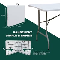 KAMBERG Sklopivi stol 180x74x74 cm Bijeli - Vrtni stol za događanja za 8-10 osoba 4