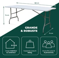 KAMBERG Sklopivi stol 180x74x74 cm Bijeli - Vrtni stol za događanja za 8-10 osoba 2