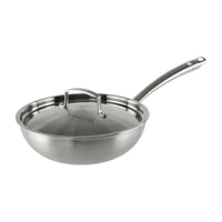 Wok panvica KAMBERG 24 cm, nerezová oceľ 18/10, trojvrstvová, s pokrievkou, bez PFAS, vhodná na indukciu a do rúry, na všetky typy sporákov, sivá 1