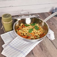 Wok panvica KAMBERG 24 cm, nerezová oceľ 18/10, trojvrstvová, s pokrievkou, bez PFAS, vhodná na indukciu a do rúry, na všetky typy sporákov, sivá 7