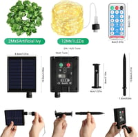 KAMEUN napelemes borostyán fényfüzér, 100 LED, 8 mód, távirányítóval - 12 m 3
