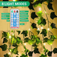 KAMEUN napelemes borostyán fényfüzér, 100 LED, 8 mód, távirányítóval - 12 m 6