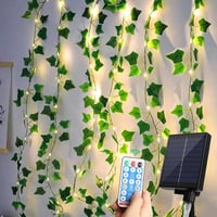 KAMEUN napelemes borostyán fényfüzér, 100 LED, 8 mód, távirányítóval - 12 m 1