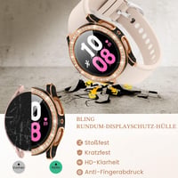Kamita 3-dielne puzdro Diamond pre inteligentné hodinky Samsung Galaxy Watch FE 2024/Watch 5/Watch 4 40 mm, s ochranným sklom na displej, strieborné + čierne + ružové zlato 5