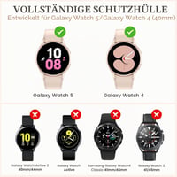 Kamita 3-dielne puzdro Diamond pre inteligentné hodinky Samsung Galaxy Watch FE 2024/Watch 5/Watch 4 40 mm, s ochranným sklom na displej, strieborné + čierne + ružové zlato 2