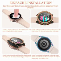 Kamita 3-dielne puzdro Diamond pre inteligentné hodinky Samsung Galaxy Watch FE 2024/Watch 5/Watch 4 40 mm, s ochranným sklom na displej, strieborné + čierne + ružové zlato 7