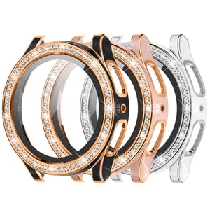 Kamita set od 3 dijamantne maskice za Samsung Galaxy Watch FE 2024/Watch 5/Watch 4 40 mm, sa zaštitnim staklom za ekran, srebrna + crna + ružičasto zlato