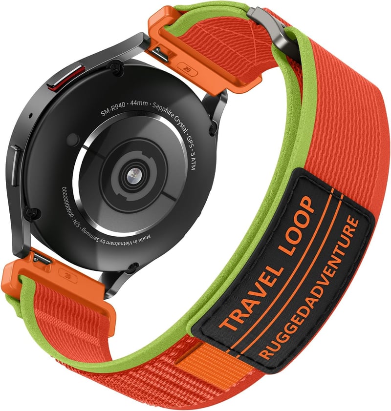 Kamita Nylon Sportszíj Samsung Galaxy Watch 20mm Narancssárga/Zöld Fonott