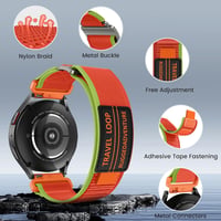 Kamita Nylon Sportszíj Samsung Galaxy Watch 20mm Narancssárga/Zöld Fonott 4