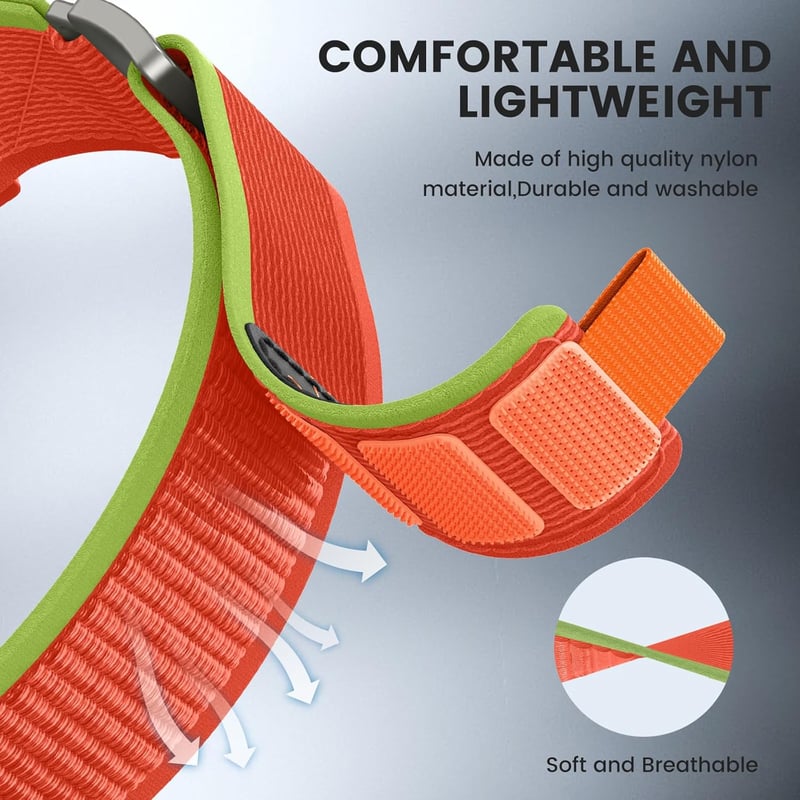 Kamita Nylon Sportszíj Samsung Galaxy Watch 20mm Narancssárga/Zöld Fonott