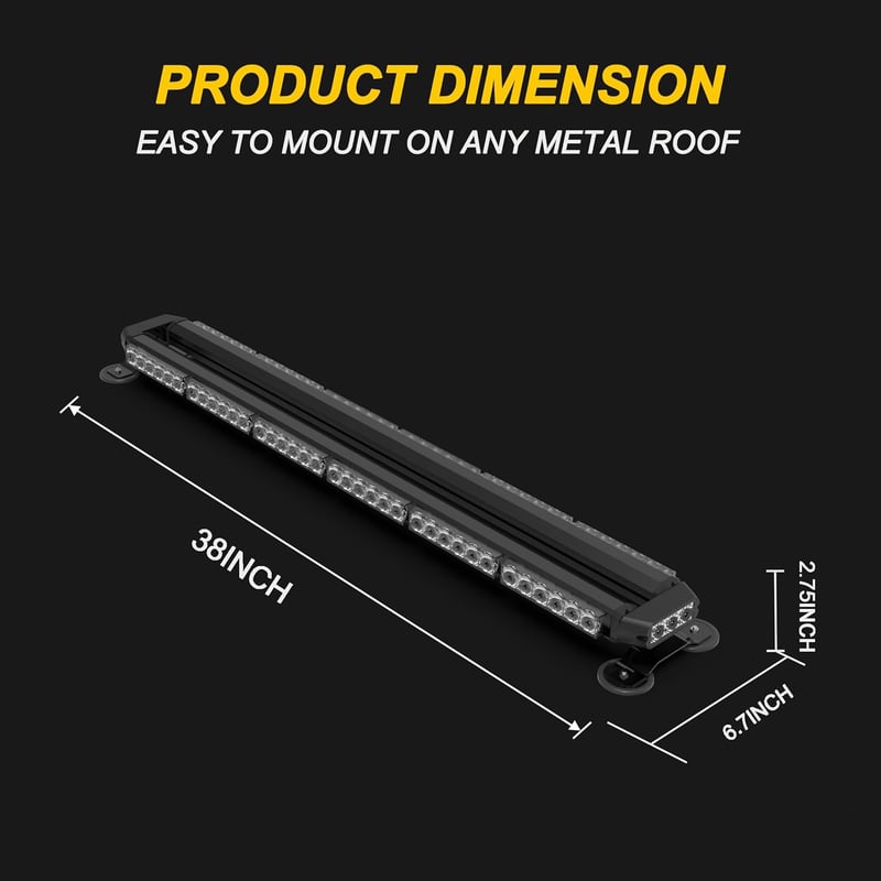 KAMOPA 96cm LED figyelmeztető villanófény 78 LED sárga mágneses teherautóhoz