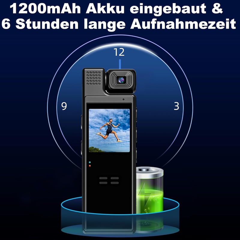 KAMREA Mini Testkamera HD 1080P 180° Forgatható Objektív Mozgásérzékelő 6 Óra Akkumulátor Sport Kerékpár Megfigyelő Kamera