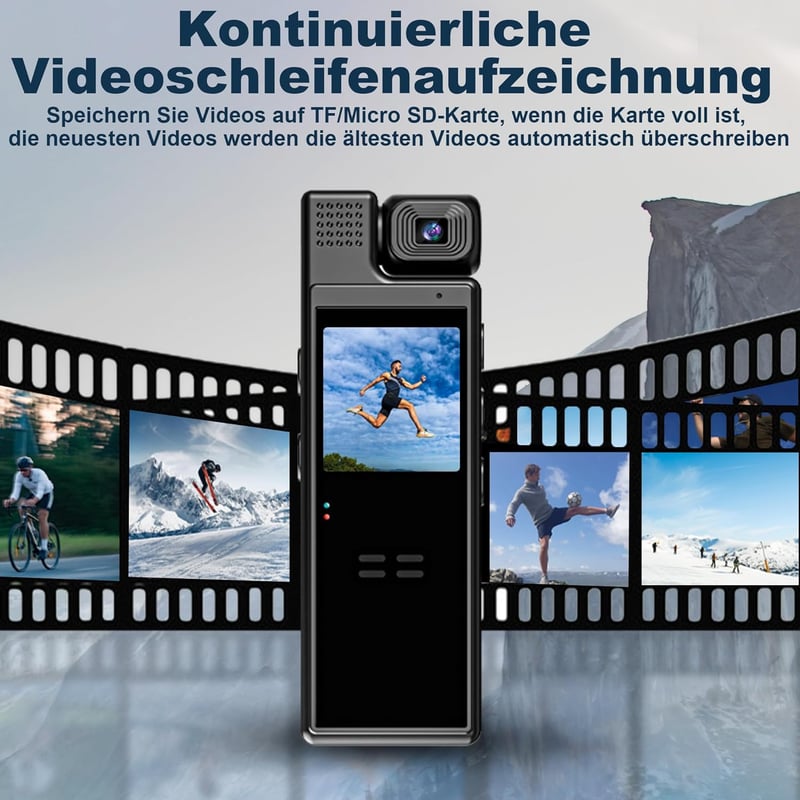 KAMREA Mini Testkamera HD 1080P 180° Forgatható Objektív Mozgásérzékelő 6 Óra Akkumulátor Sport Kerékpár Megfigyelő Kamera