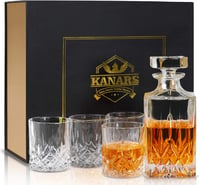 KANARS 5 részes whiskys karaffa szett 750ml dekantáló üveggel és 4 pohárral - Lot de 5 Carafe Set 1