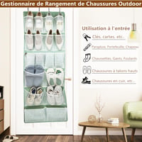 Organizator KANCNT pentru uşă cu 4 tipuri de buzunare de depozitare - pentru încălţăminte, şosete, lenjerie intimă, genţi, cosmetice - raft suspendat pentru economisirea spaţiului, verde 2