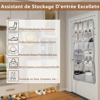 Organizator KANCNT pentru uşă cu 4 tipuri de buzunare de depozitare - pentru încălţăminte, şosete, lenjerie intimă, genţi, cosmetice - raft suspendat pentru economisirea spaţiului, verde 6