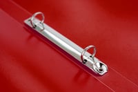 Kangaro zakladač s krúžkovou mechanikou, priehľadný, červený, A4, 2-krúžková O-mechanika, chrbát 16 mm, krúžky 20 mm, polypropylén 3