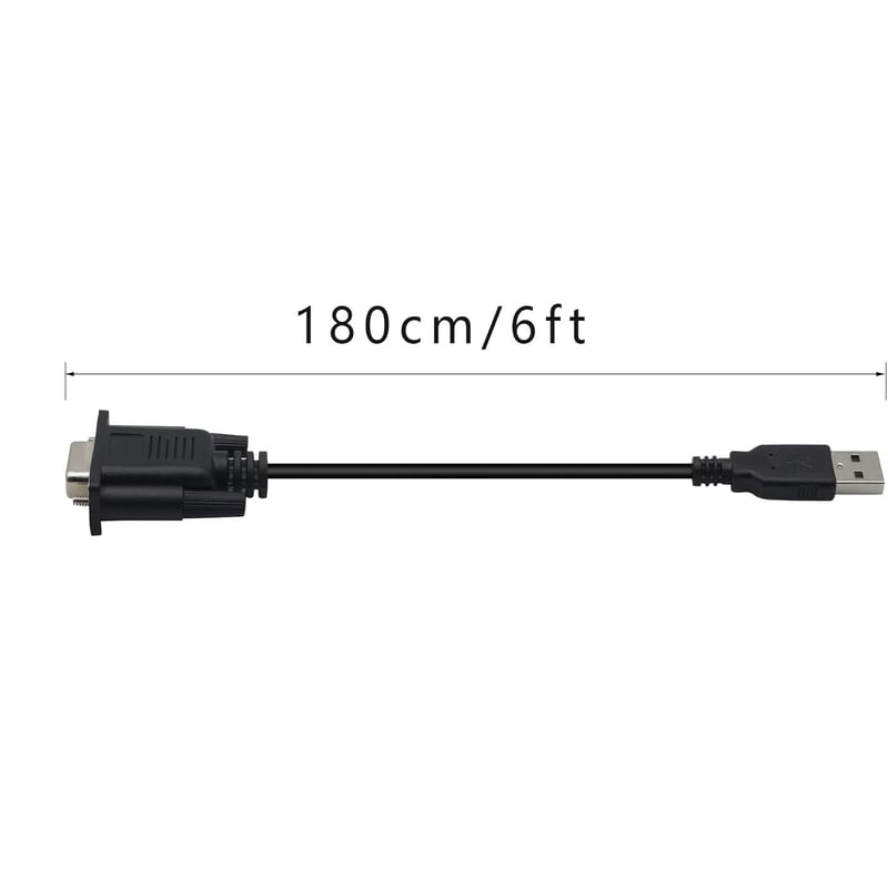 KANGPING RS232 DB9 Női-USB 2.0 PLC Soros Kábel Programozható Logikai Vezérlőkhöz - 1,8m Fekete Adatkábel Számítógéphez és Szerverekhez