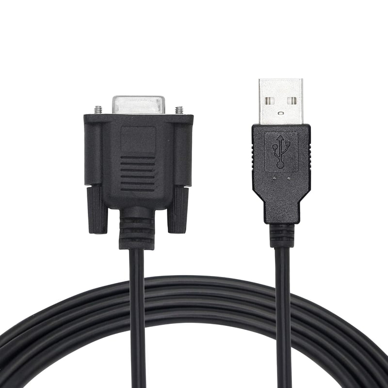 KANGPING RS232 DB9 Női-USB 2.0 PLC Soros Kábel Programozható Logikai Vezérlőkhöz - 1,8m Fekete Adatkábel Számítógéphez és Szerverekhez