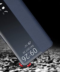 Inteligentné flipové puzdro KANSi pre Huawei P30 s tvrdeným sklom na displej - tmavomodré 7