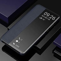 Inteligentné flipové puzdro KANSi pre Huawei P30 s tvrdeným sklom na displej - tmavomodré 6