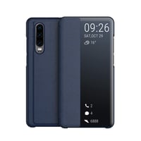 Inteligentné flipové puzdro KANSi pre Huawei P30 s tvrdeným sklom na displej - tmavomodré 1
