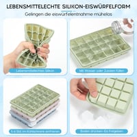 Silikónová forma na ľad Kanzith s viečkom, 24 priehradiek, 3 ks, 2x2x2 cm, bez BPA, opakovane použiteľná, na kávu, detskú výživu 5
