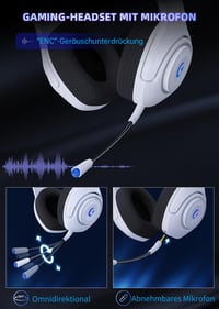 Căști Gaming Wireless KAPEYDESI CT400W, Bluetooth 5.2, cu Microfon Stereo 3D detașabil, pentru PS5, PS4, PC, Switch, Mac, Alb 5
