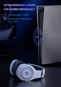 Căști Gaming Wireless KAPEYDESI CT400W, Bluetooth 5.2, cu Microfon Stereo 3D detașabil, pentru PS5, PS4, PC, Switch, Mac, Alb 2
