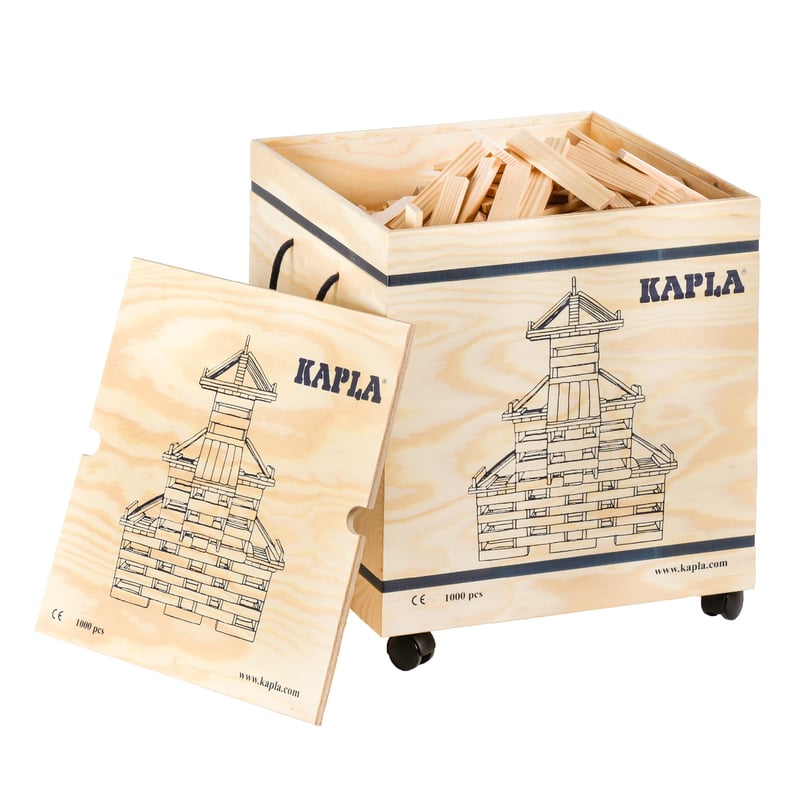KAPLA drveni set za gradnju, kutija s 1000 komada - originalne drvene kocke za gradnju i igra