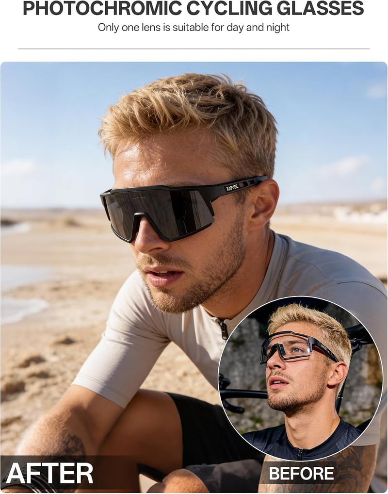KAPVOE Fotokróm Kerékpáros Napszemüveg TR90 Kerettel