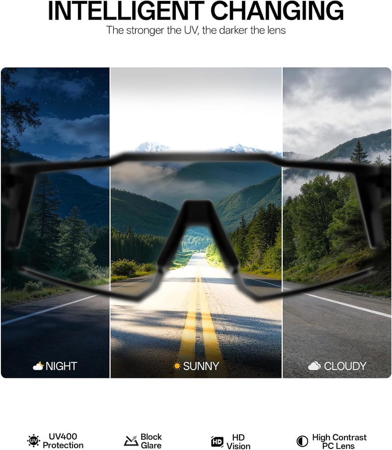 KAPVOE Fotokróm Kerékpáros Napszemüveg TR90 Kerettel