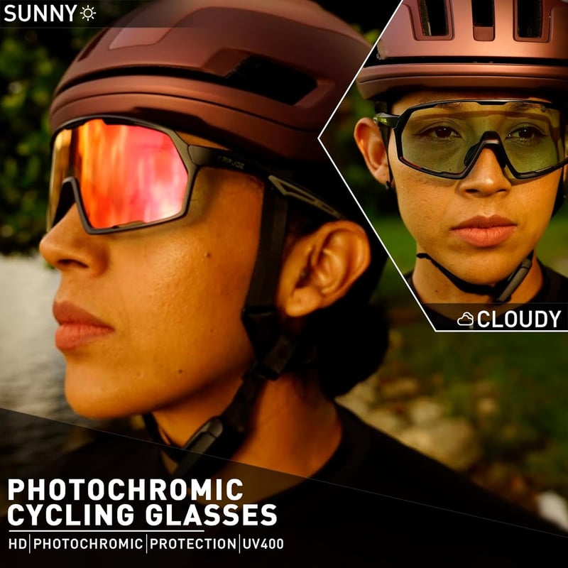KAPVOE Fotokromatikus Kerékpáros Szemüveg Férfi Női Unisex TR90 Keret UV400 Védelem Sportnapszemüveg Futás Biciklizés MTB Triathlon