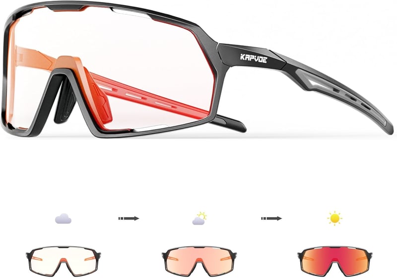 KAPVOE Fotokromatikus Kerékpáros Szemüveg Férfi Női Unisex TR90 Keret UV400 Védelem Sportnapszemüveg Futás Biciklizés MTB Triathlon