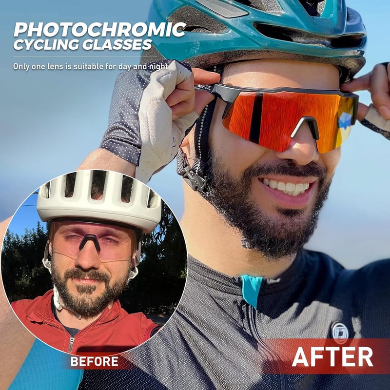 KAPVOE Fotokromatikus Kerékpáros Szemüveg TR90 Keret Férfi Női Átlátszó Sport Napszemüveg Biciklis Védőszemüveg - B02 Adult/Photochromic