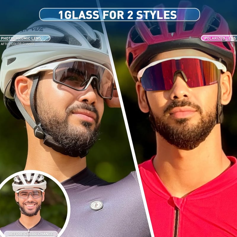 KAPVOE Kerékpáros Szemüveg Polarizált Fotokróm Lencse UV400 Védelem Könnyű Sportnapszemüveg MTB Bicikli Unisex