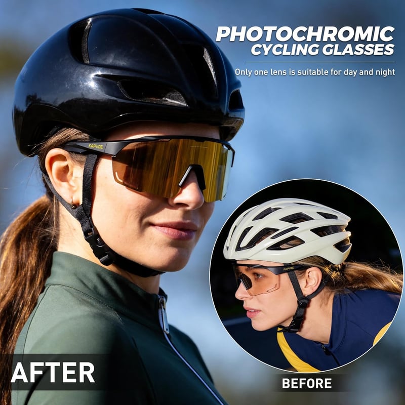 KAPVOE Polarizált Fotokróm Kerékpáros Napszemüveg MTB Sportoláshoz
