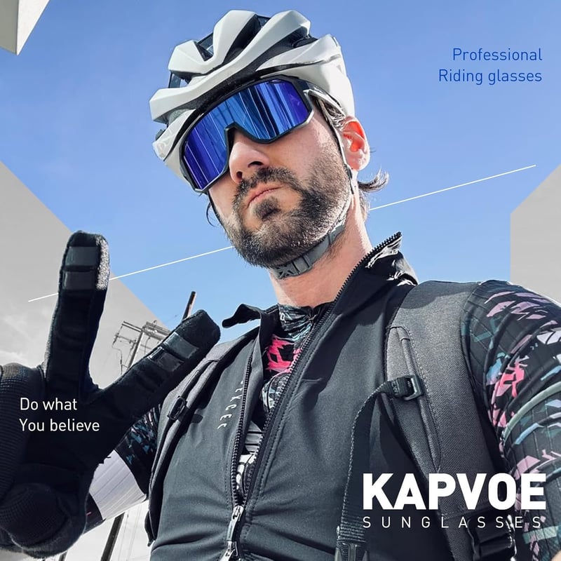 KAPVOE Polarizált Kerékpáros Napszemüveg UV400 Védelem TR90 Keret