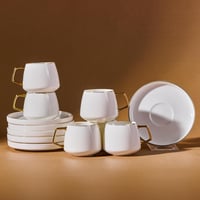 Karaca Saturn Gold Kávéscsésze Szett 6 Személyre, 12 Részes Porcelán Espresso és Csésze Alj 1
