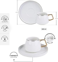 Karaca Saturn Gold Kávéscsésze Szett 6 Személyre, 12 Részes Porcelán Espresso és Csésze Alj 8