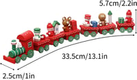 Karácsonyi Fa Vonat Dekoráció - Piros Miniatűr Favonat Szett 7 Vagonnal - Hóember, Mikulás, Maci Figurákkal - Asztali Dísz Gyerekeknek 2