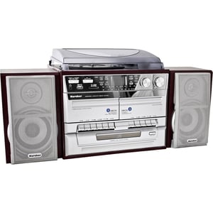 Karcher KA 320 kompaktni Hi-Fi sustav – CD uređaj, dvostruki kasetofon, gramofon – obnovljen, s oštećenim poklopcem (stanje: vidi 2. sliku)