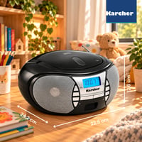 Radio portabil cu CD Kärcher RR 5025-B – radio FM, CD player, intrare AUX, mufă pentru căști, alimentare la rețea și baterii, negru 3